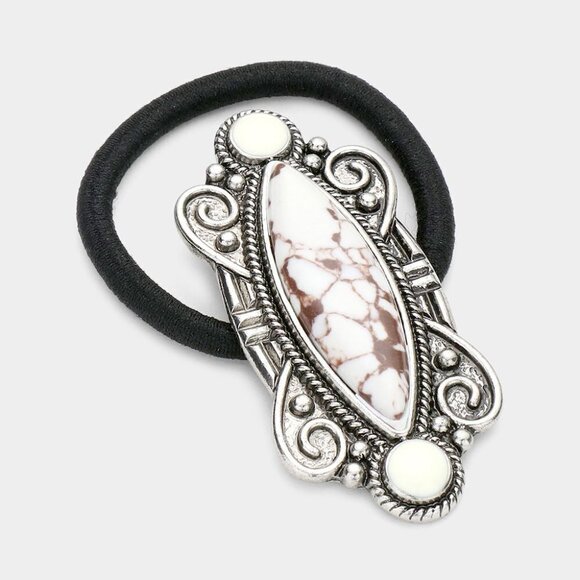NWT Boho Southwestern Marquise Natural Stone Stretch Hair Band - Picture 1 of 7